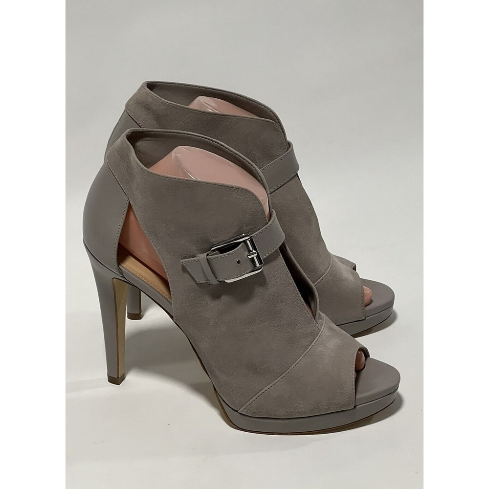 Michael Kors Open Toe Gray Leather Ankle Bootie High Heel Pumps Sz 10 M